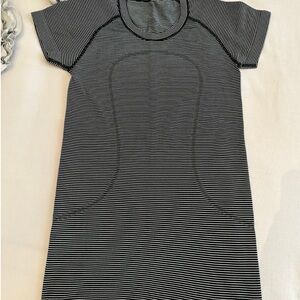 lululemon athletica Black and White Striped Short Sleeve Tee